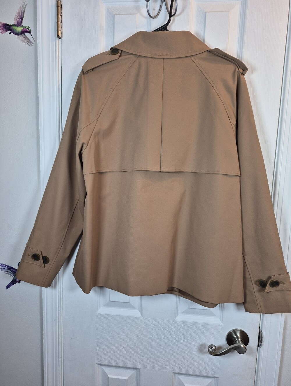 Lands' End Tan Short Trench Coat M Dark Academia Eclectic Grandpa NEW - Picture 2 of 6